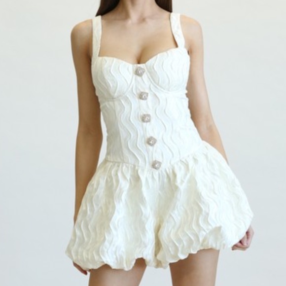 BLITHE Pants - 22 - ROMPER WITH RHINESTONE BUTTONS